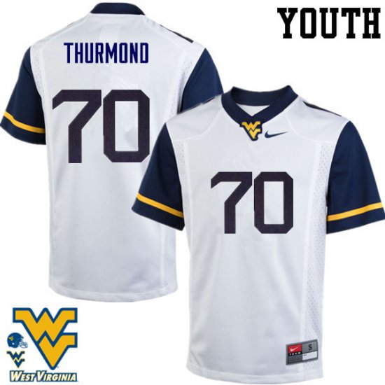 Youth West Virginia Mountaineers NCAA #70 Tyler Thurmond White Authentic Nike Stitched College Football Jersey SW15E75DW